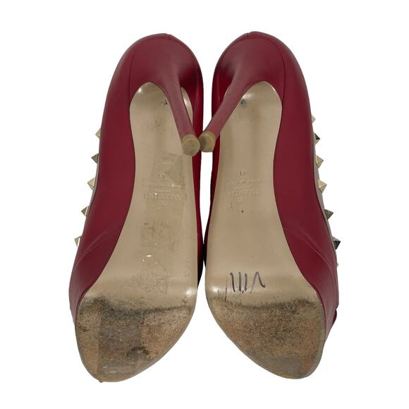 Valentino Garavani Rockstud Two Tone Platform Pumps Peep Toe Size 41 - Picture 9 of 11